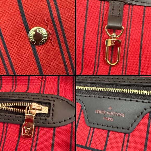 2024 Louis Vuitton Neverfull GM Damier Ebene Tote Bag w/ Cherry Red Interior - Picture 10 of 14